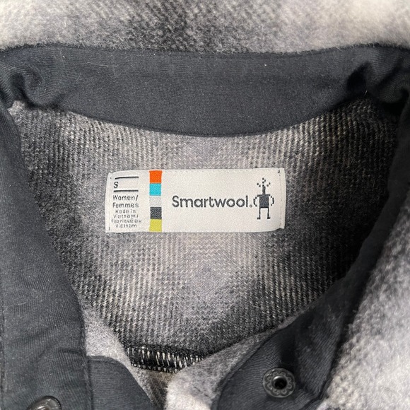 Smartwool Anchor Line Shirt Jacket Womens S Black Shadow Plaid Merino Pearl Snap - Picture 2 of 8